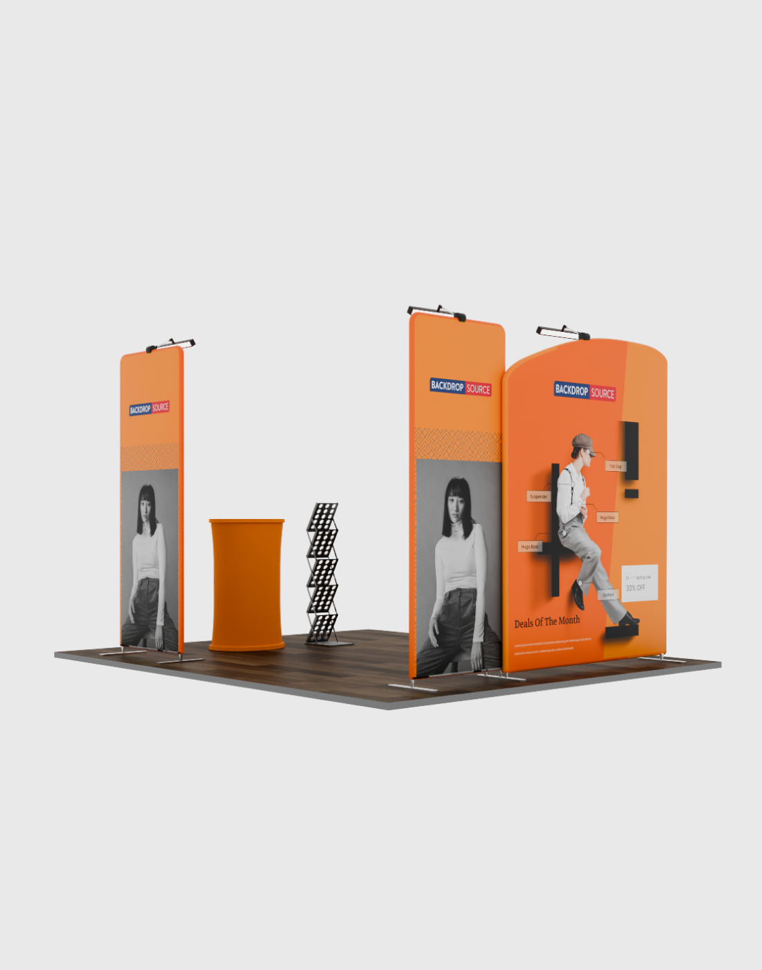 3m Wide Premium Modular Exhibition Booth Kit with TV Display