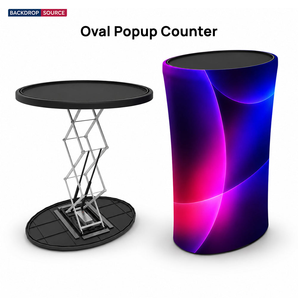 Backlit Fabric Oval Pop Up Counter