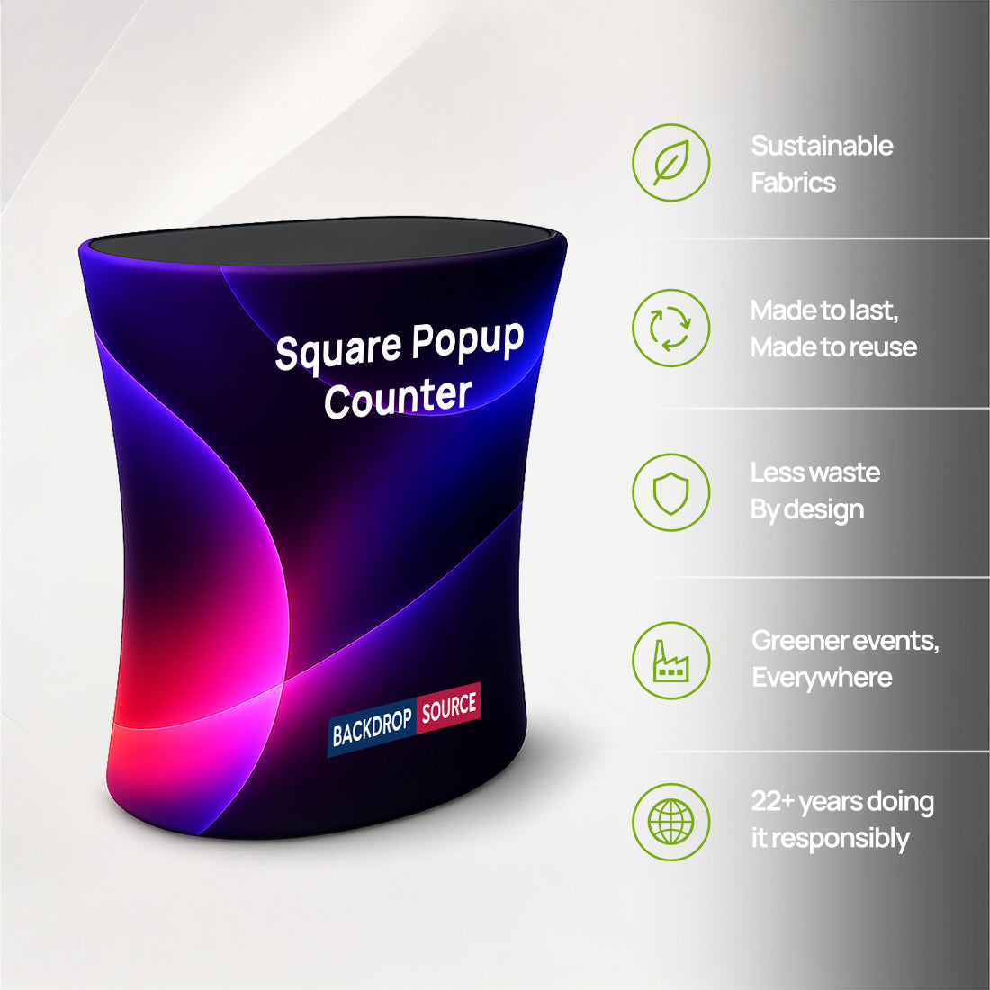 Backlit Fabric Square Pop Up Counter