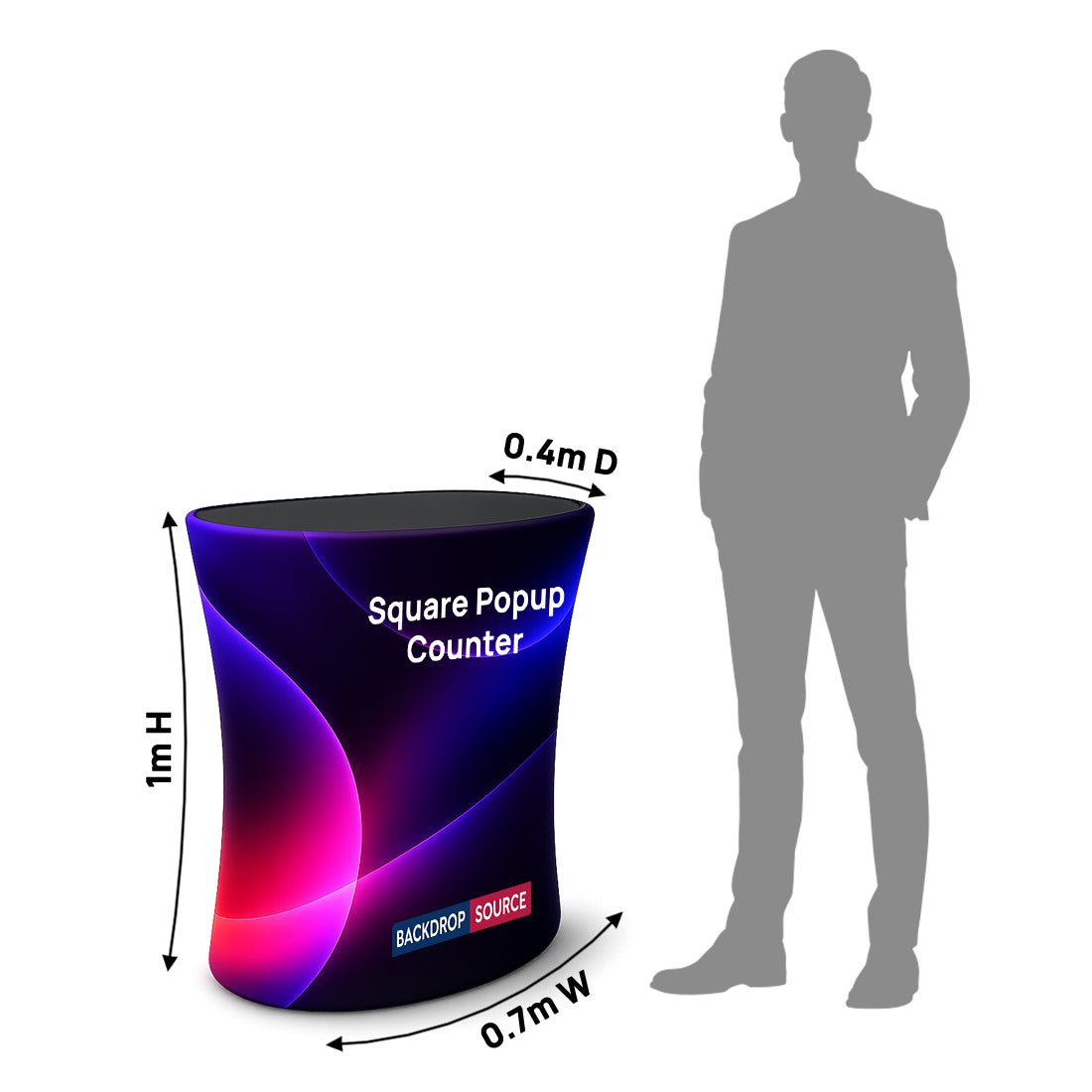 Backlit Fabric Square Pop Up Counter