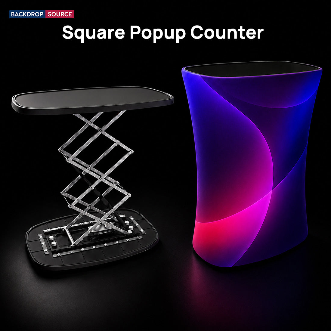 Backlit Fabric Square Pop Up Counter