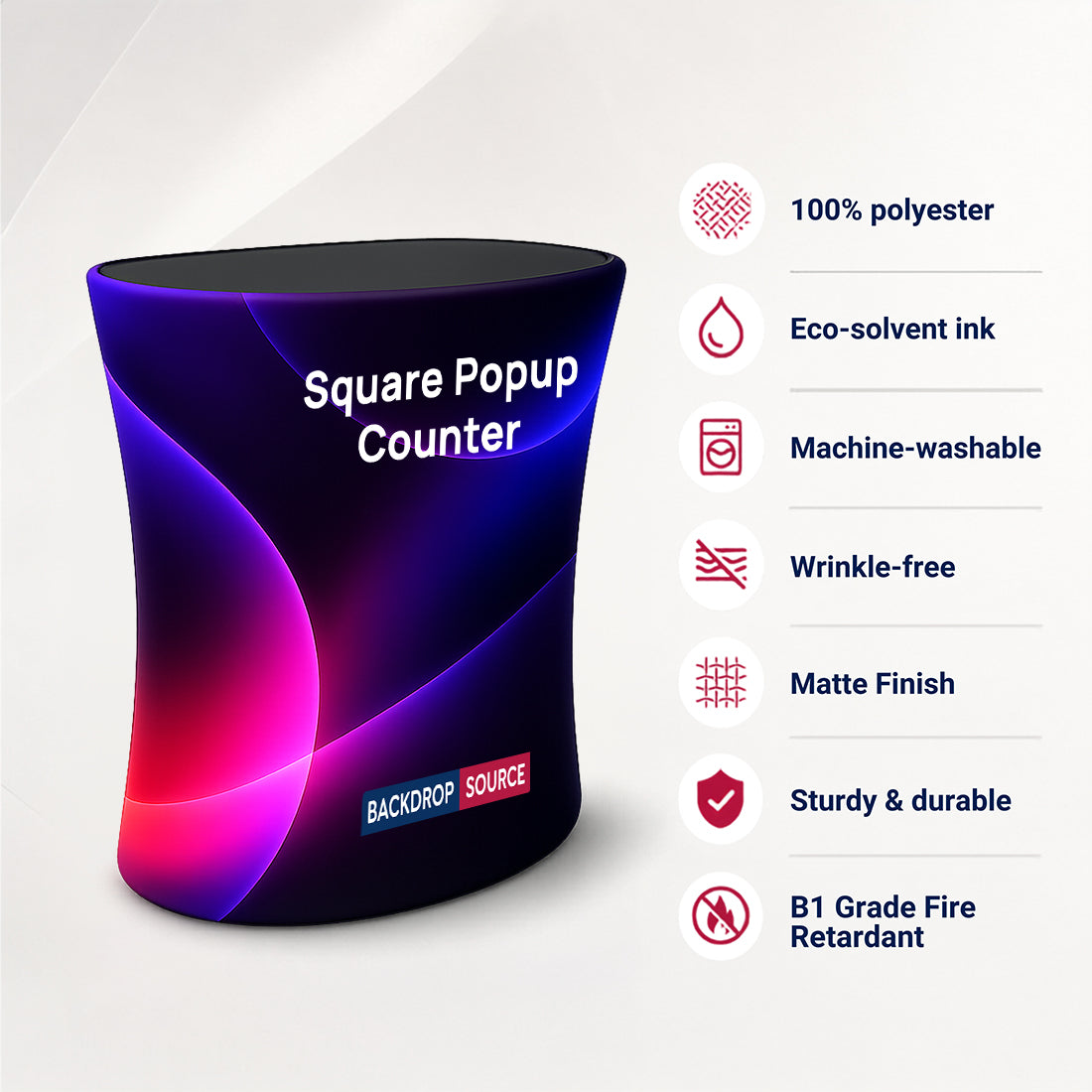 Backlit Fabric Square Pop Up Counter