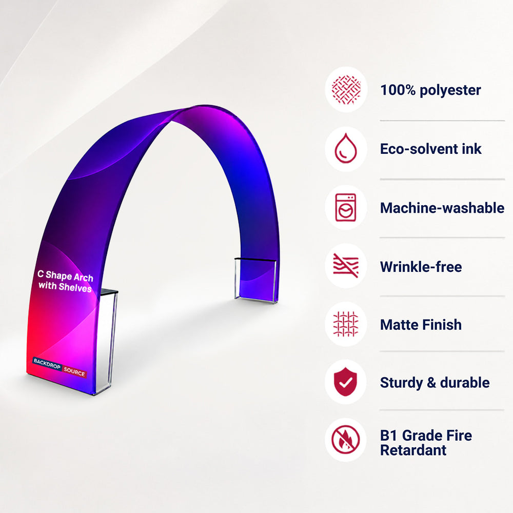 C Shape Tension Fabric Arch with Shelves