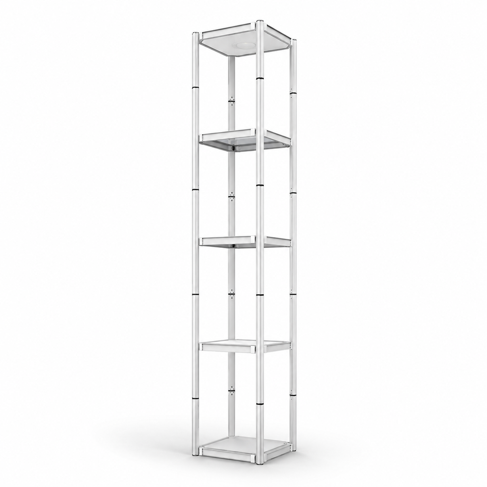 Square Portable Aluminum Spiral Tower Display - 5 Layer Shelves