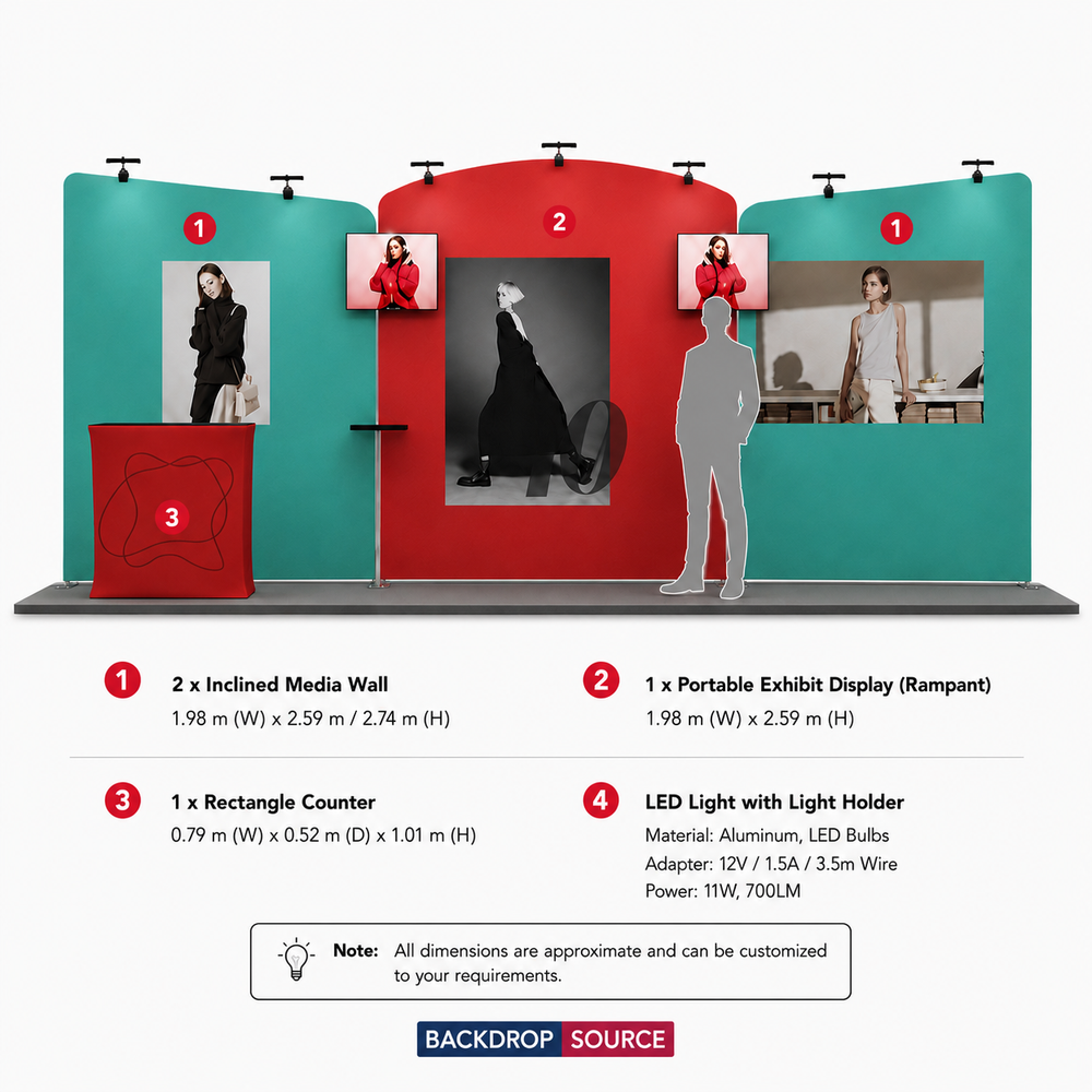 6x3m Straight Backdrop with 3D Wall & Arch Exhibition Kit