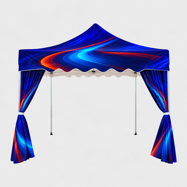 3m x 3m Canopy Tent with Scalloped Valances and Curtains