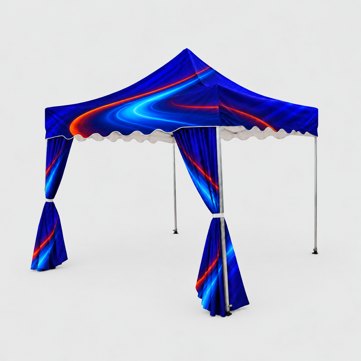 3m x 3m Canopy Tent with Scalloped Valances and Curtains