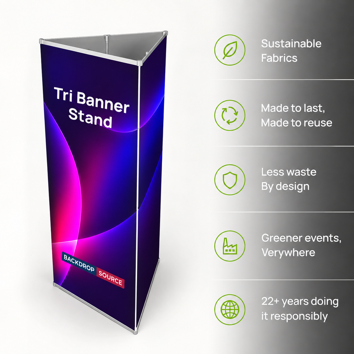 Modular Triangle Fabric Banner Display Stand – 3 Way Displays