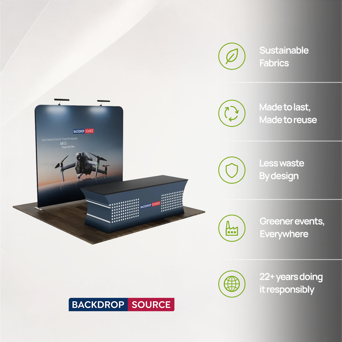 Compact 3mx3m Booth Kit with Backwall and Table Cover