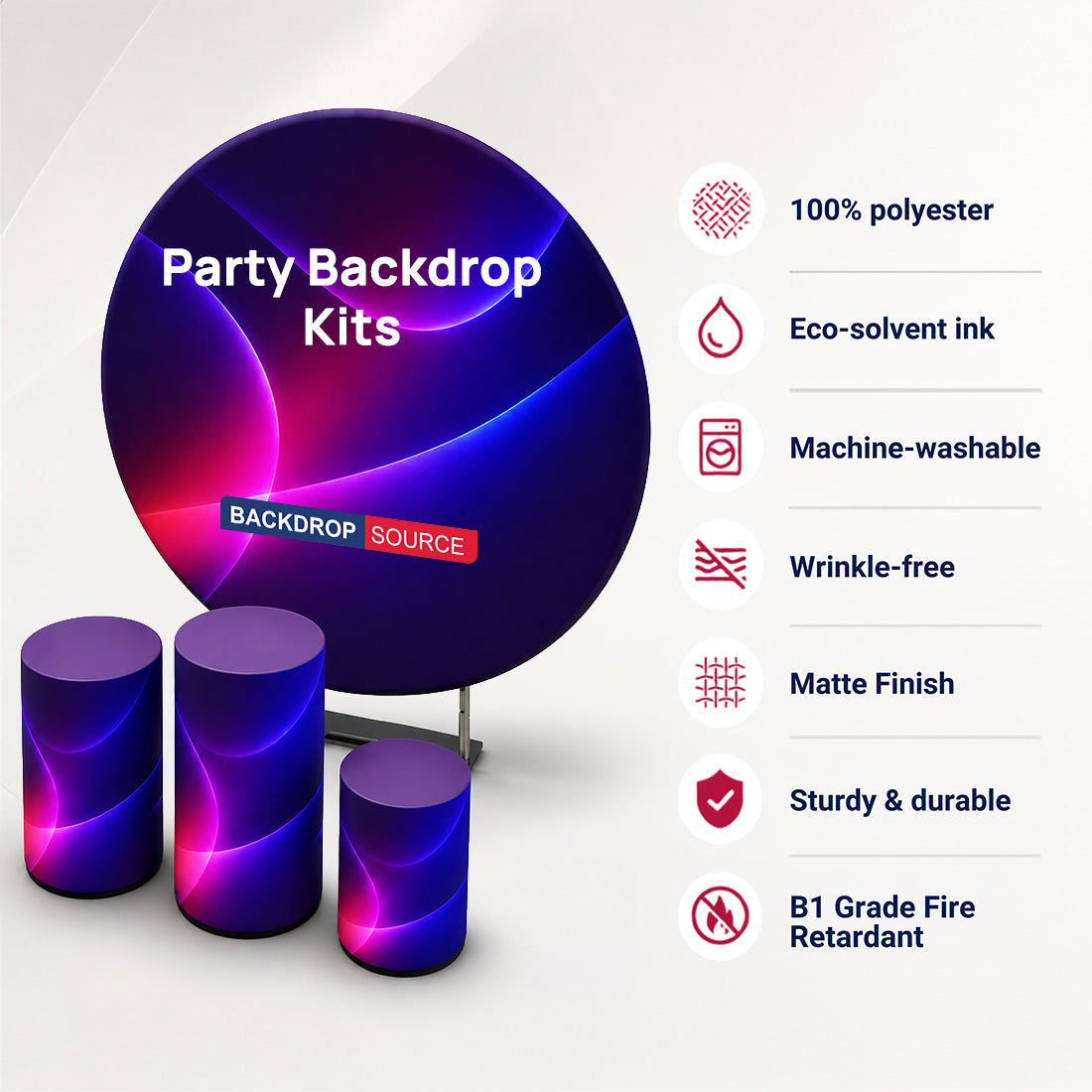 Customized Round Backdrop Kits with Counter for Birthday Parties & Events
