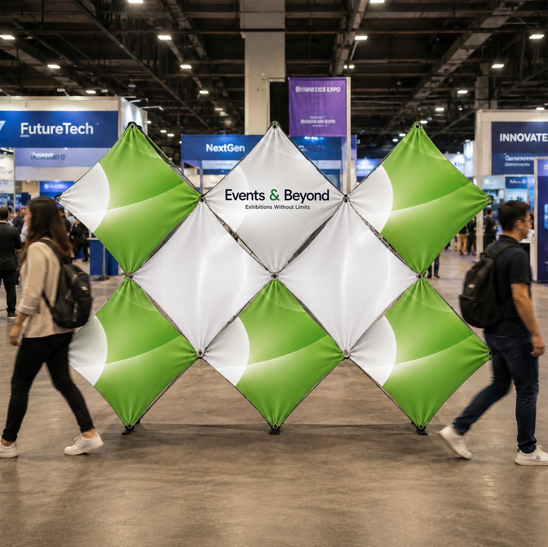 Double X Fabric GeoMetrix Pop Up Grid Display
