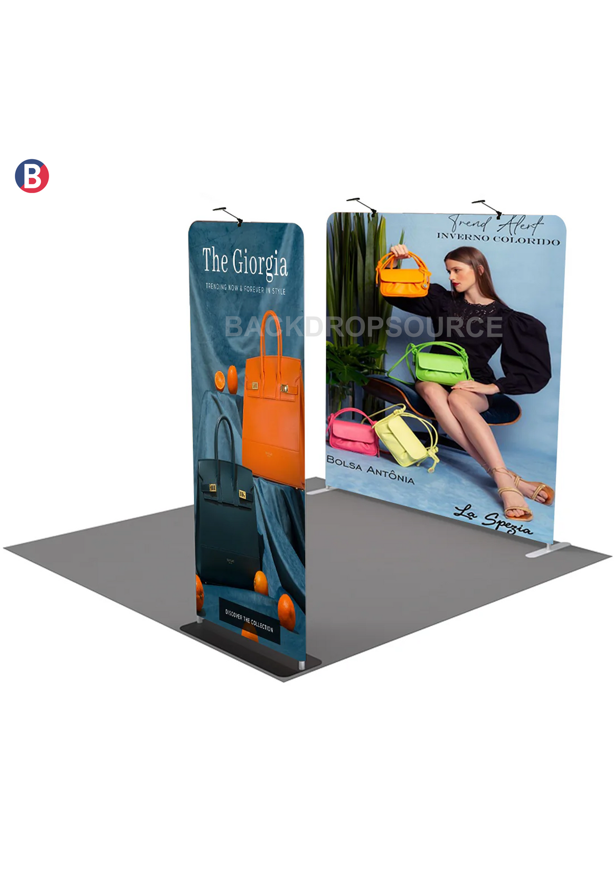 EZ Exhibit Essentials: 3mx3m Booth Kit with Backwall and Banner Stand