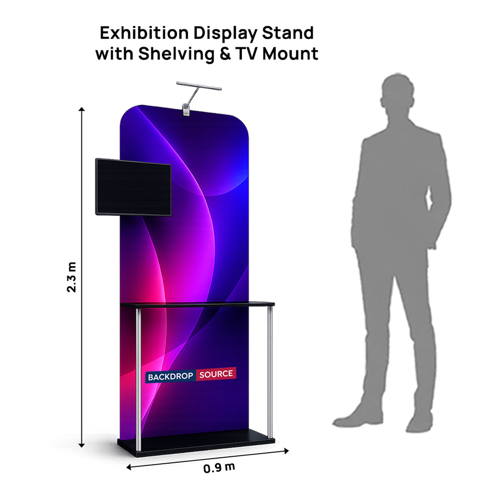 Exhibition Display Stand with Shelving & TV Mount