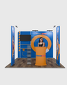 3x3m Booth Kit with Backwall, 2 Banners, TV Shelf & Oval Counter