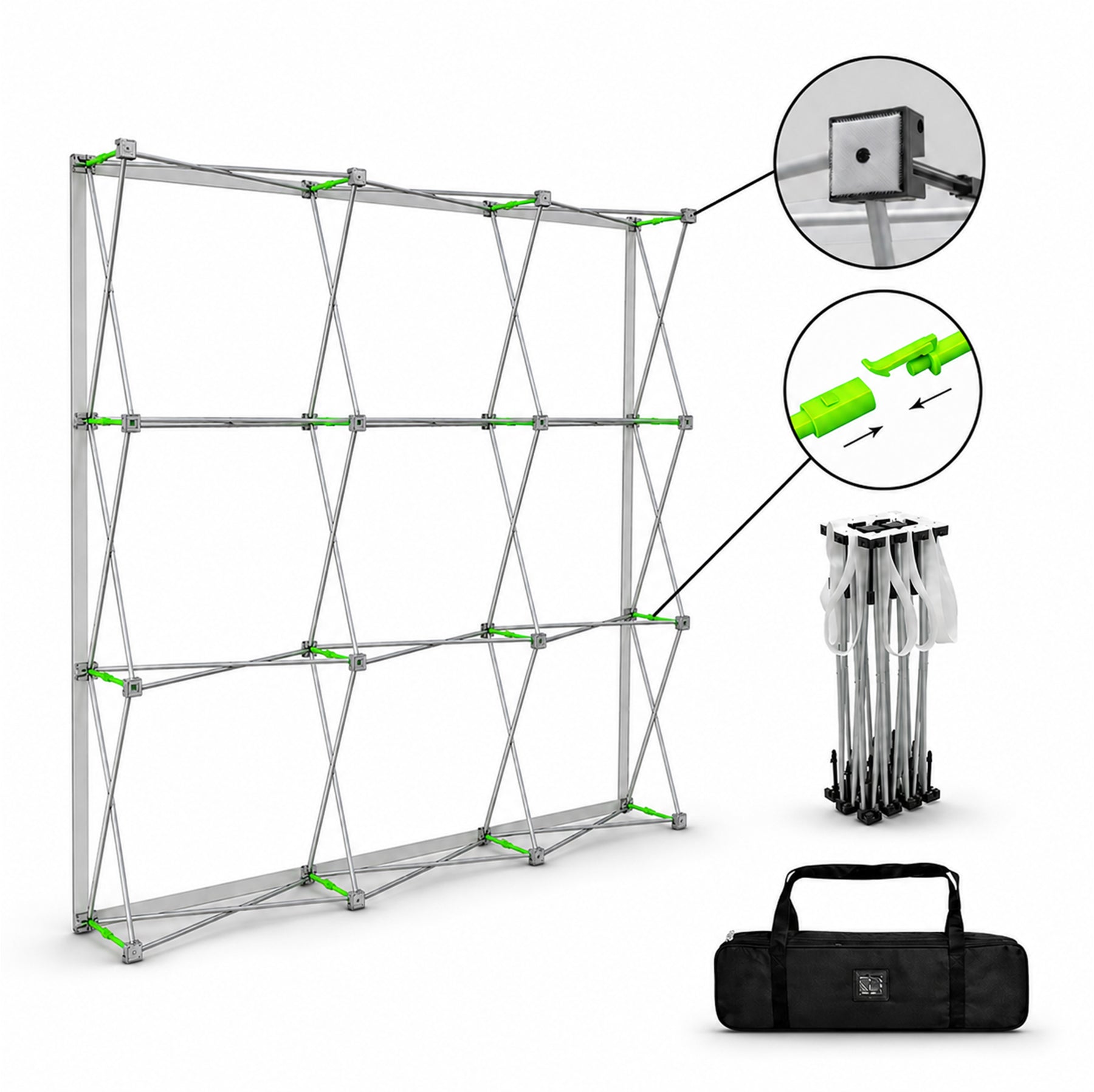 Fabric Popup Straight Backwall Kit with Clamping Lights