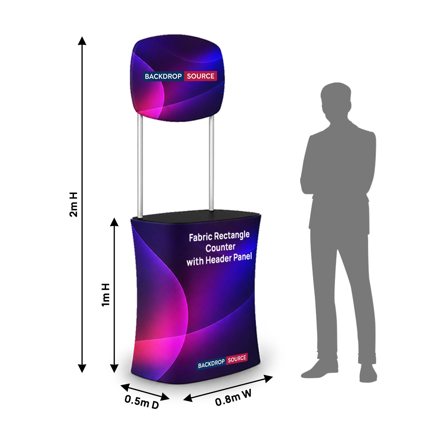 Fabric Rectangle Counter with Header Panel