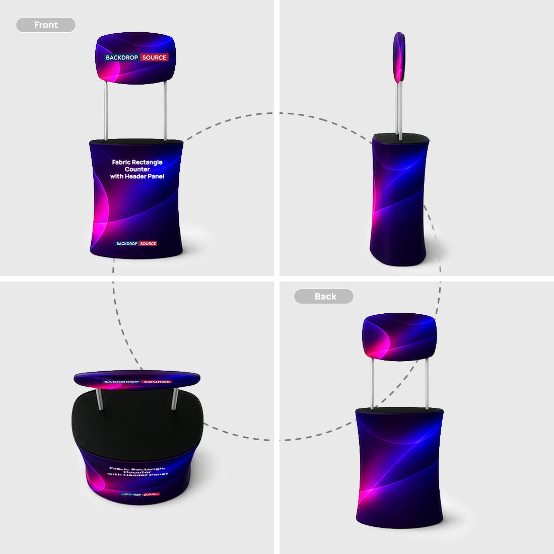 Fabric Rectangle Counter with Header Panel