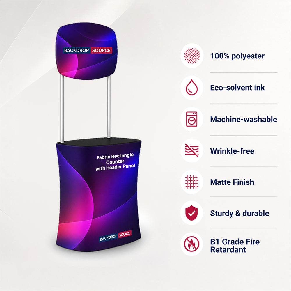 Fabric Rectangle Counter with Header Panel