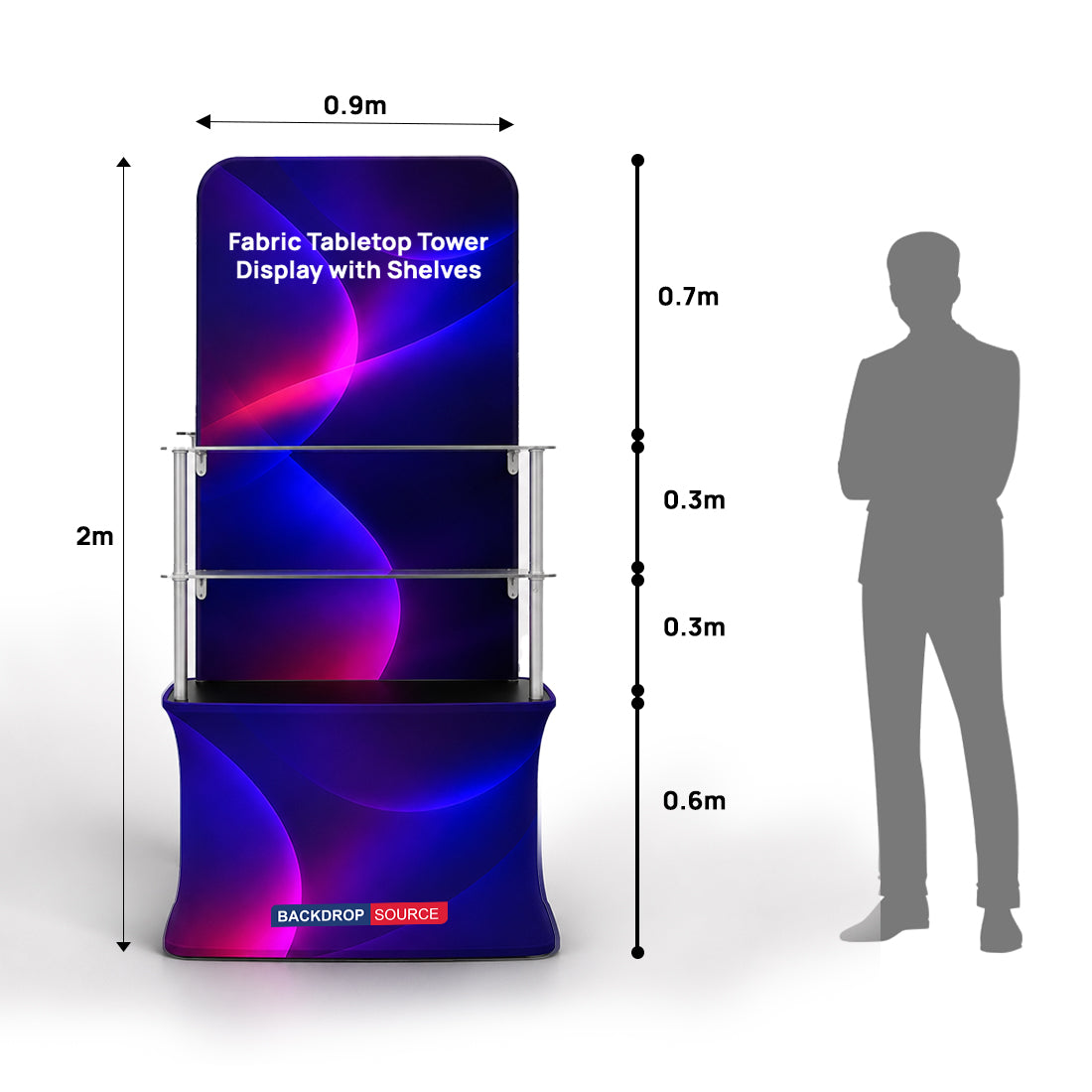 Fabric Tabletop Tower Display with Shelves