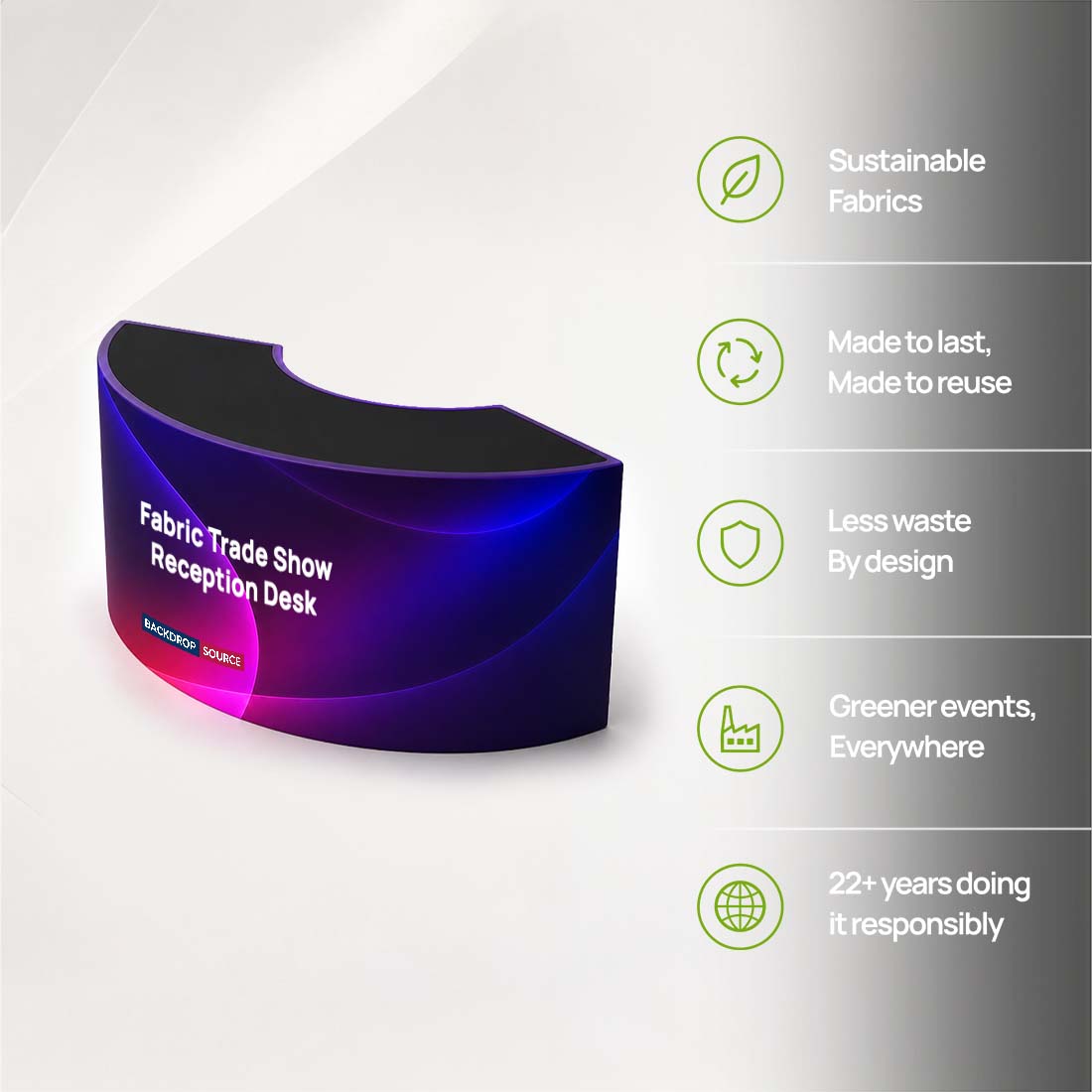Fabric Trade Show Reception Desk – 1.5m Wide