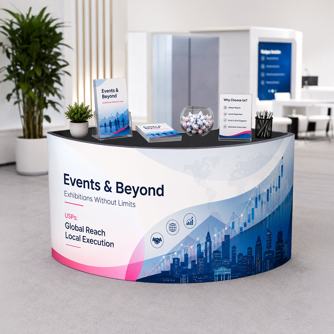 Fabric Trade Show Reception Desk – 1.5m Wide
