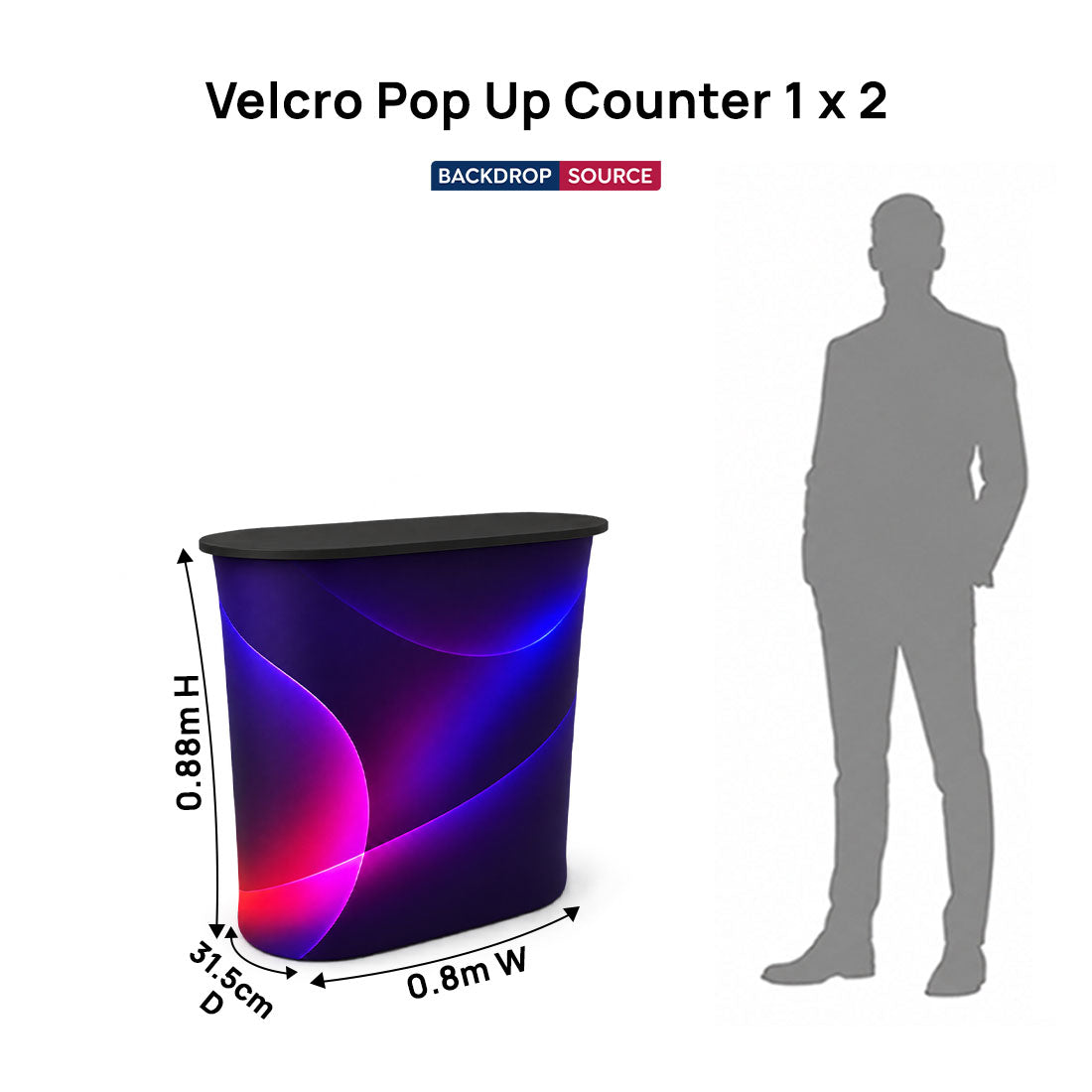 Fabric Velcro Pop Up Counter 1 x 2