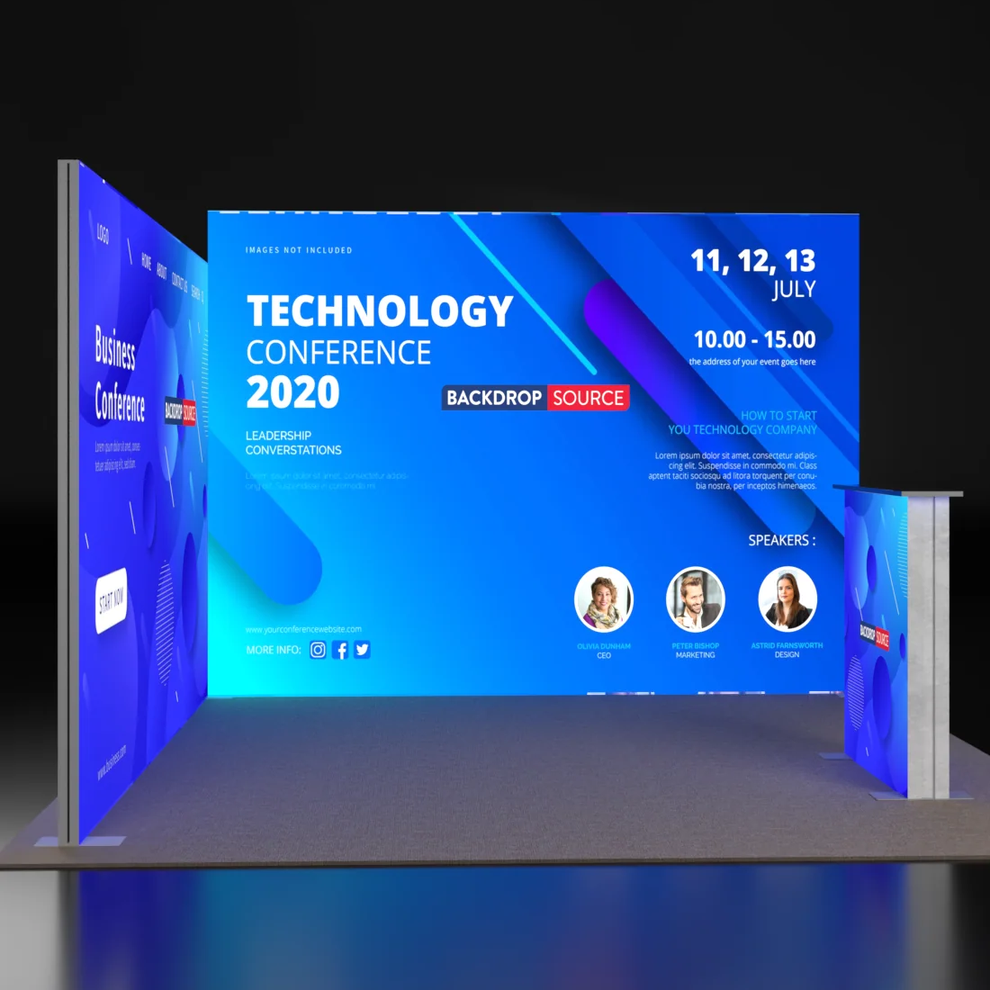 3m Backlit SEG L-Shape Booth Kit with Lightbox Counter