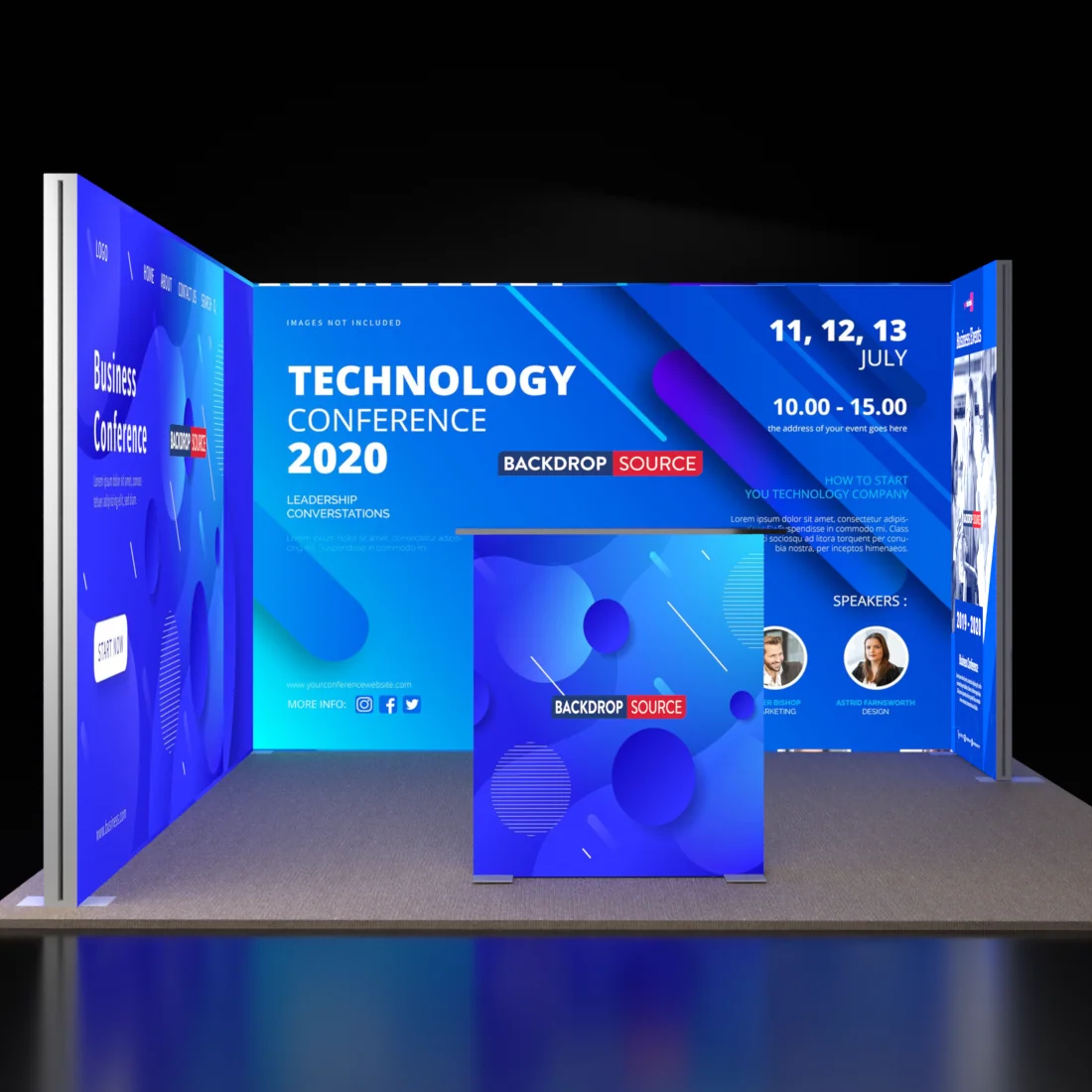 3m Backlit SEG Booth Kit with 2 Sidewalls & Lightbox Counter
