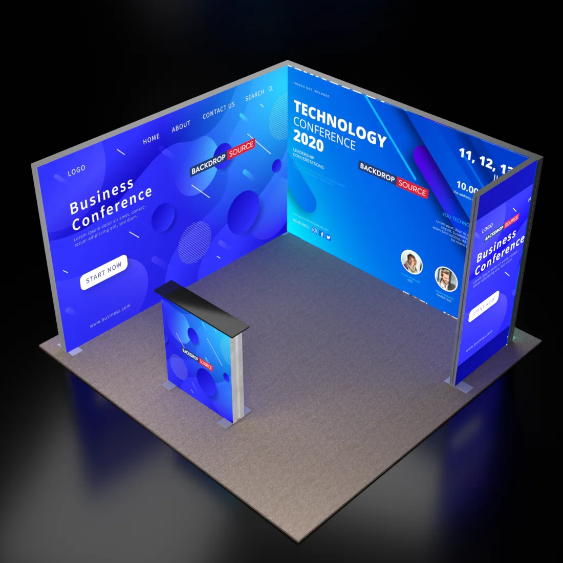 3m Backlit SEG Booth Kit with 2 Sidewalls & Lightbox Counter