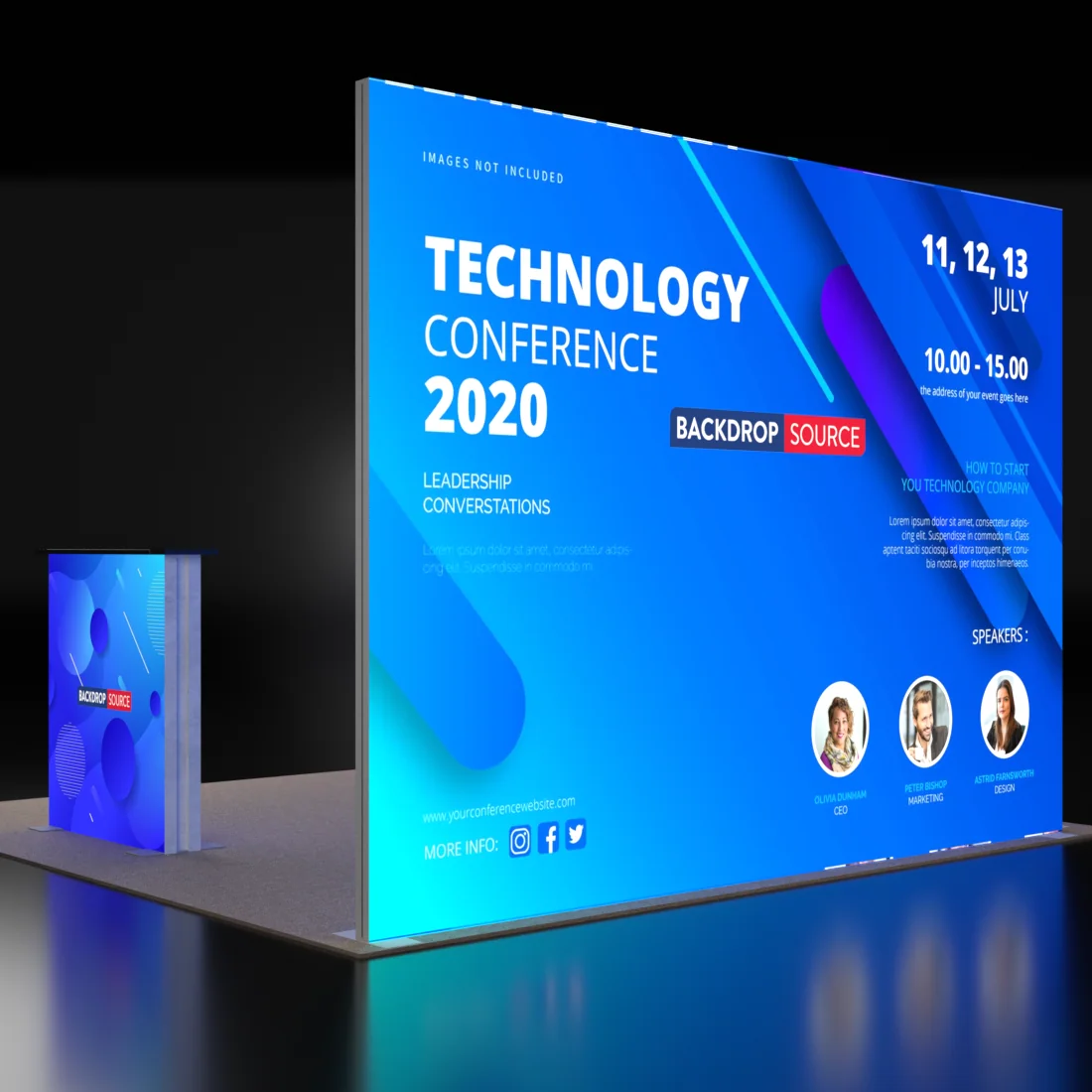 3m Backlit SEG L-Shape Booth Kit with Lightbox Counter