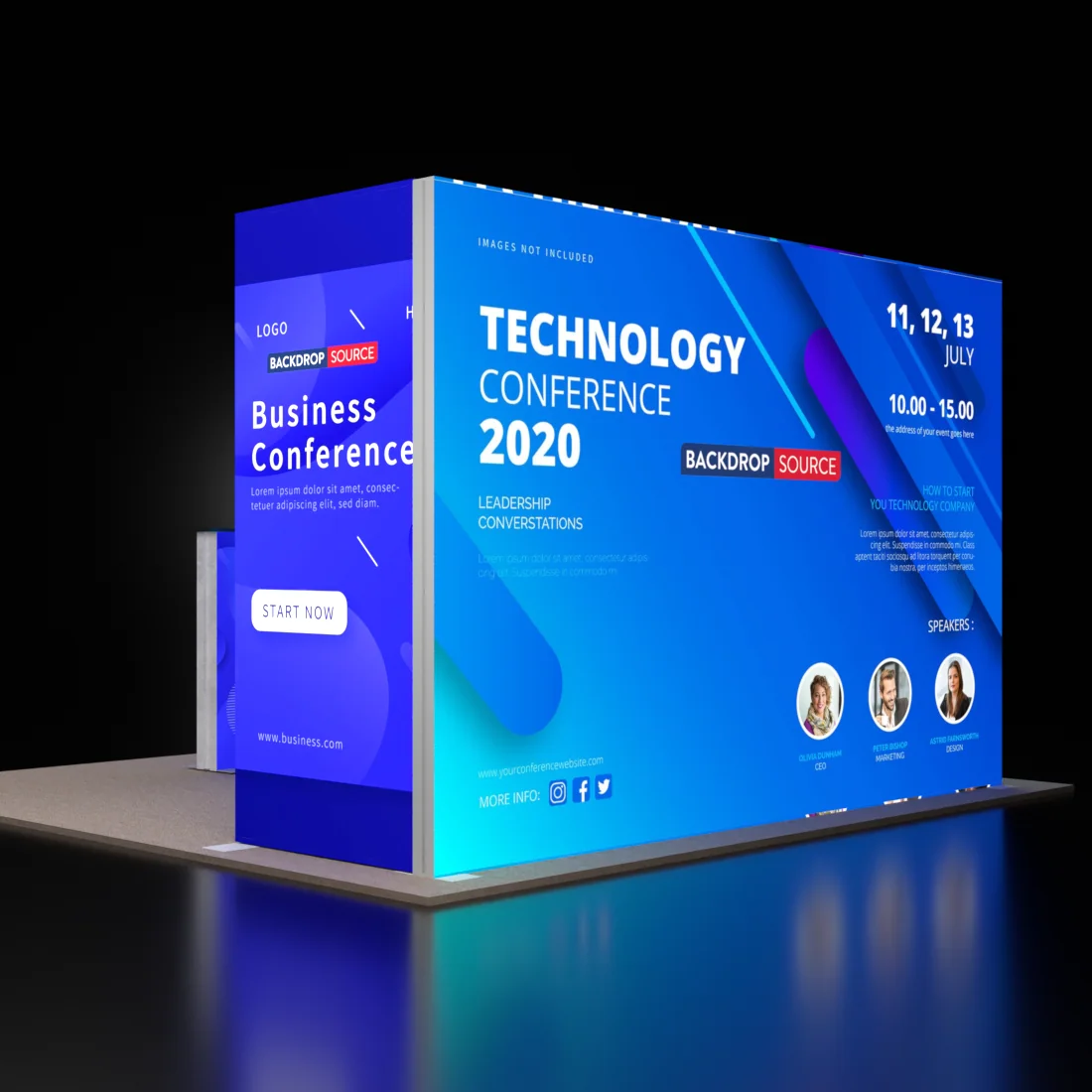 3m Backlit SEG Booth Kit with 2 Sidewalls & Lightbox Counter