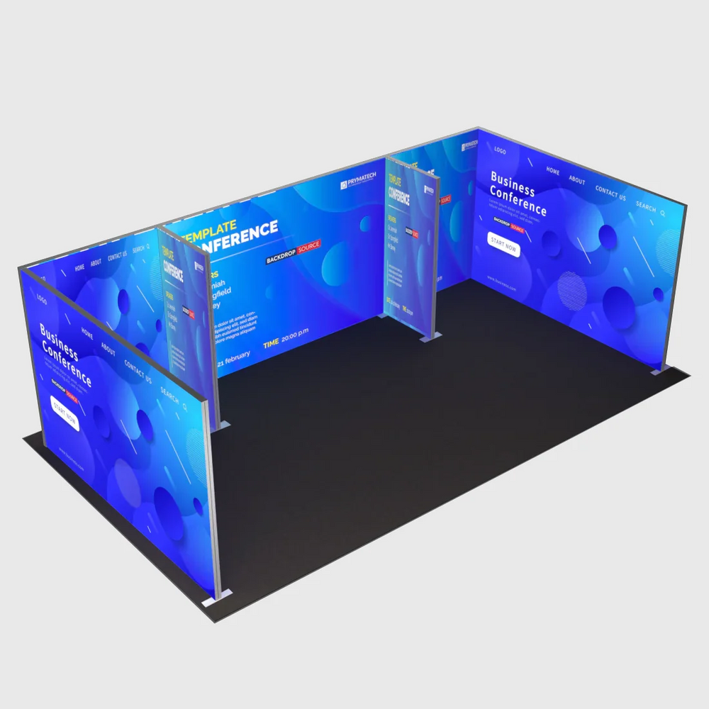Backlit SEG Booth Kit with 2 Divider Walls & Sidewall Lightboxes