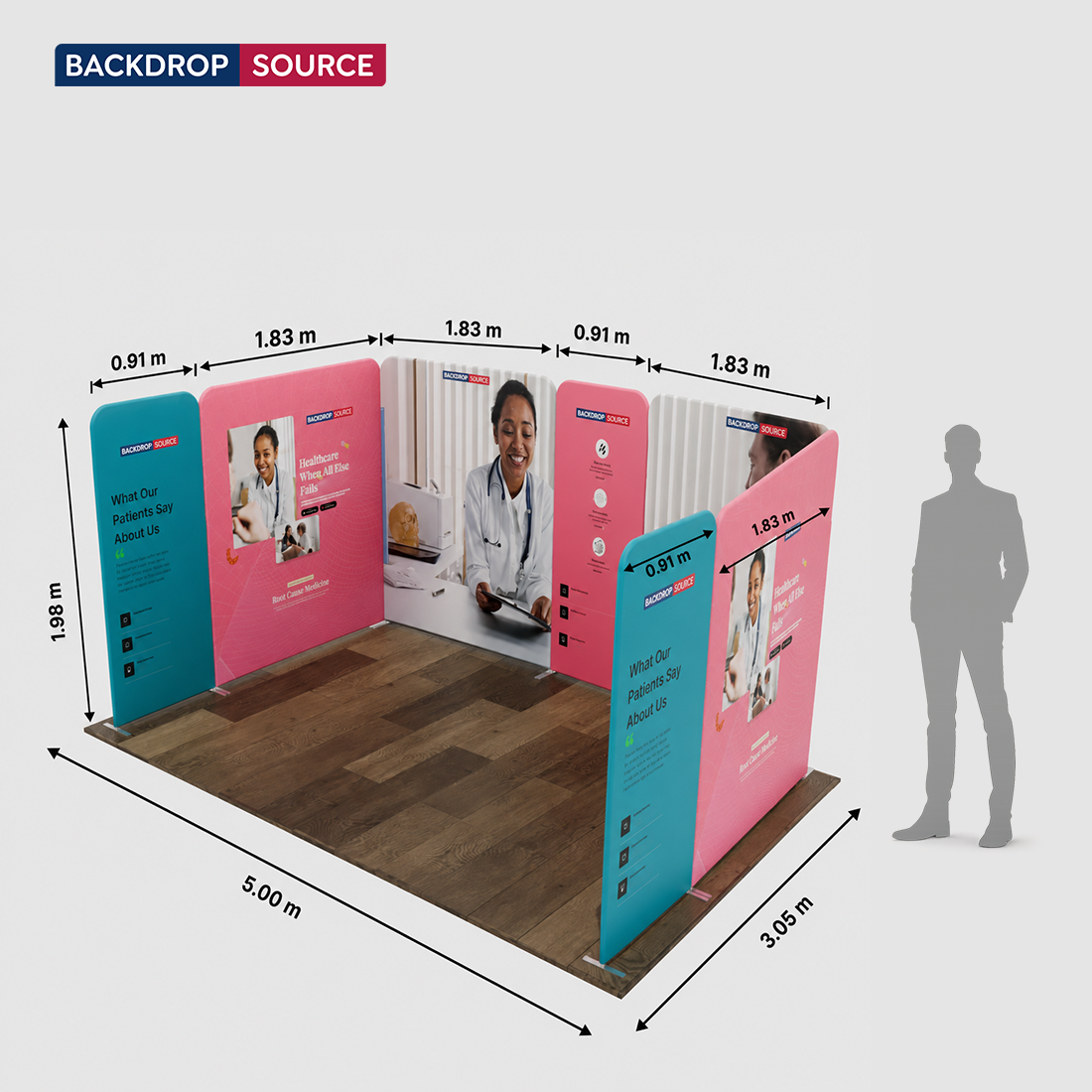 5x3m Magnetic Fabric Booth Wall with 7 Panels