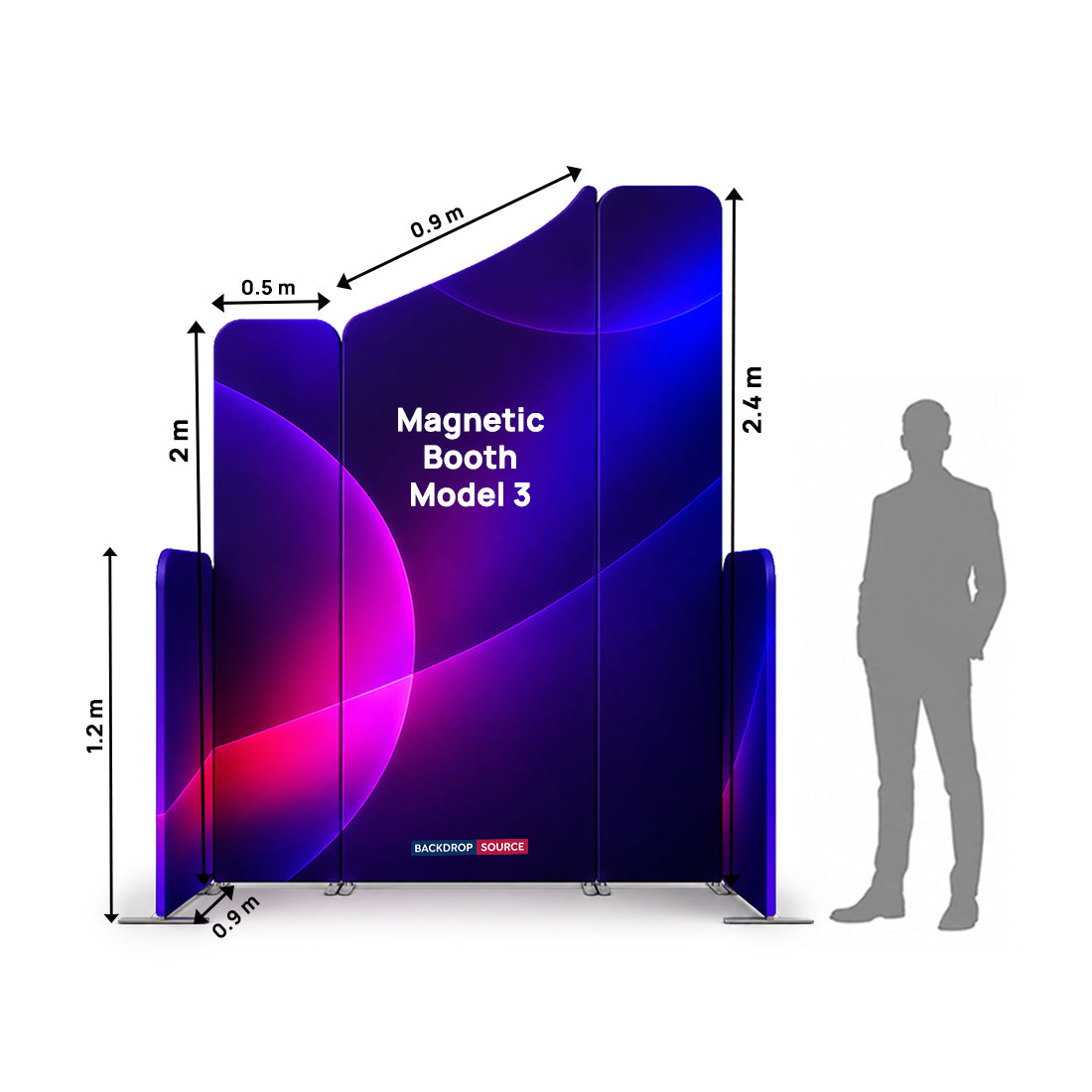 Magnetic Fabric Booth Display - Model 3 (2m x 2m)