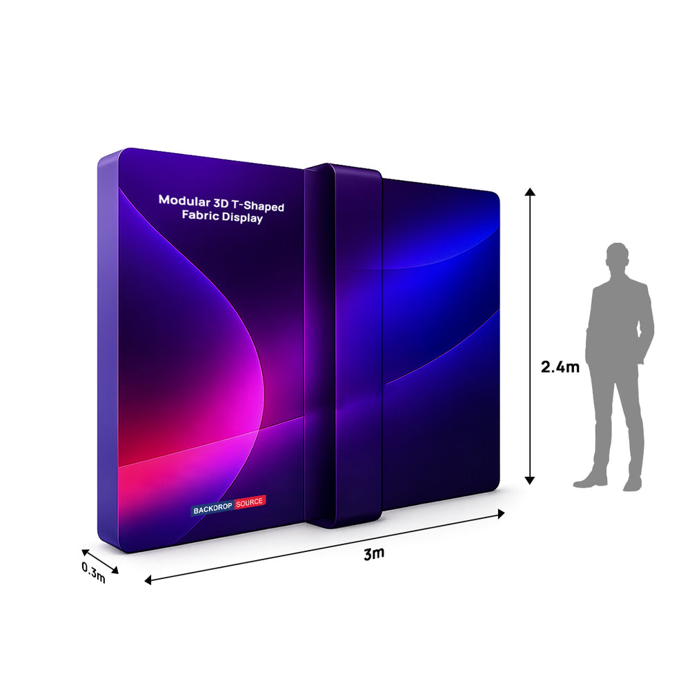 Modular 3D T-Shaped Fabric Display Wall