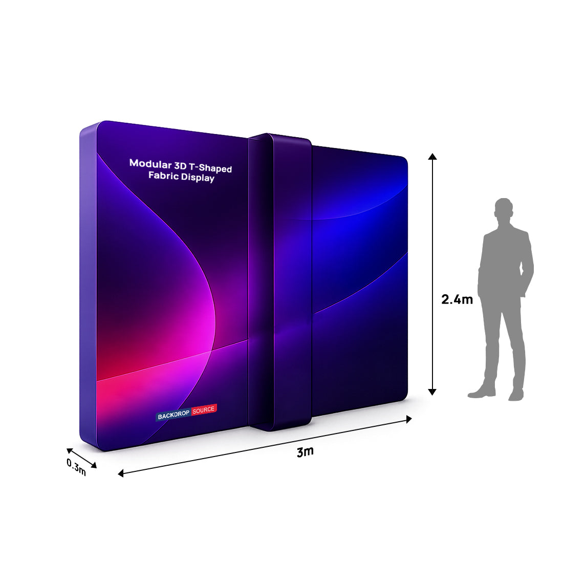 Modular 3D T-Shaped Fabric Display Wall