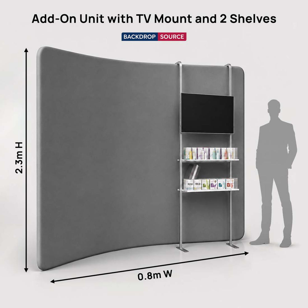 Modular Add-On Unit with TV Mount and 2 Shelves