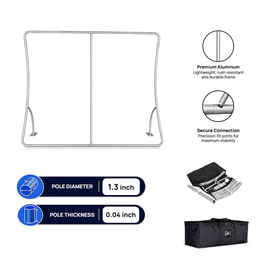Modular U-Shape Fabric Display Stand – Tension Media Wall
