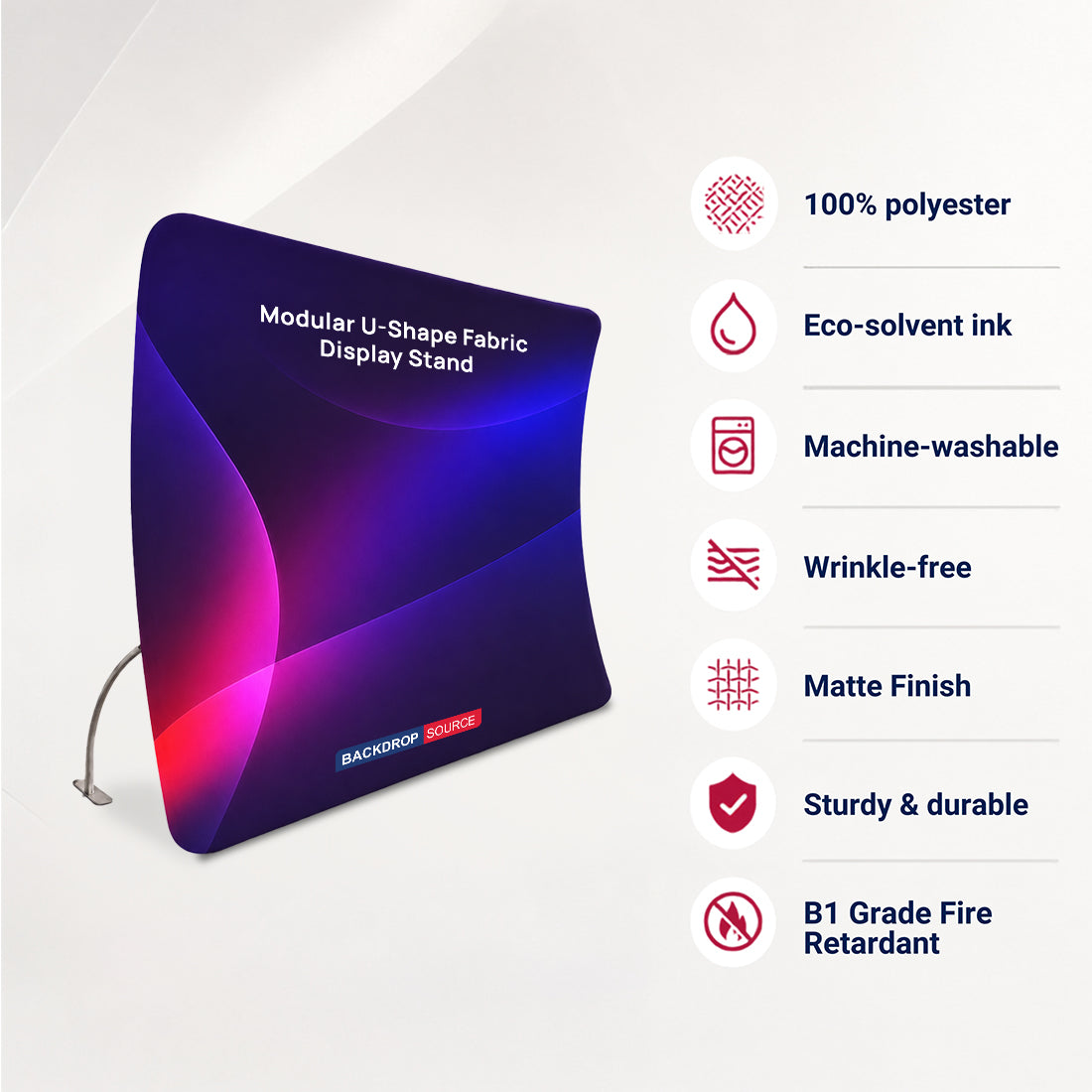Modular U-Shape Fabric Display Stand – Tension Media Wall