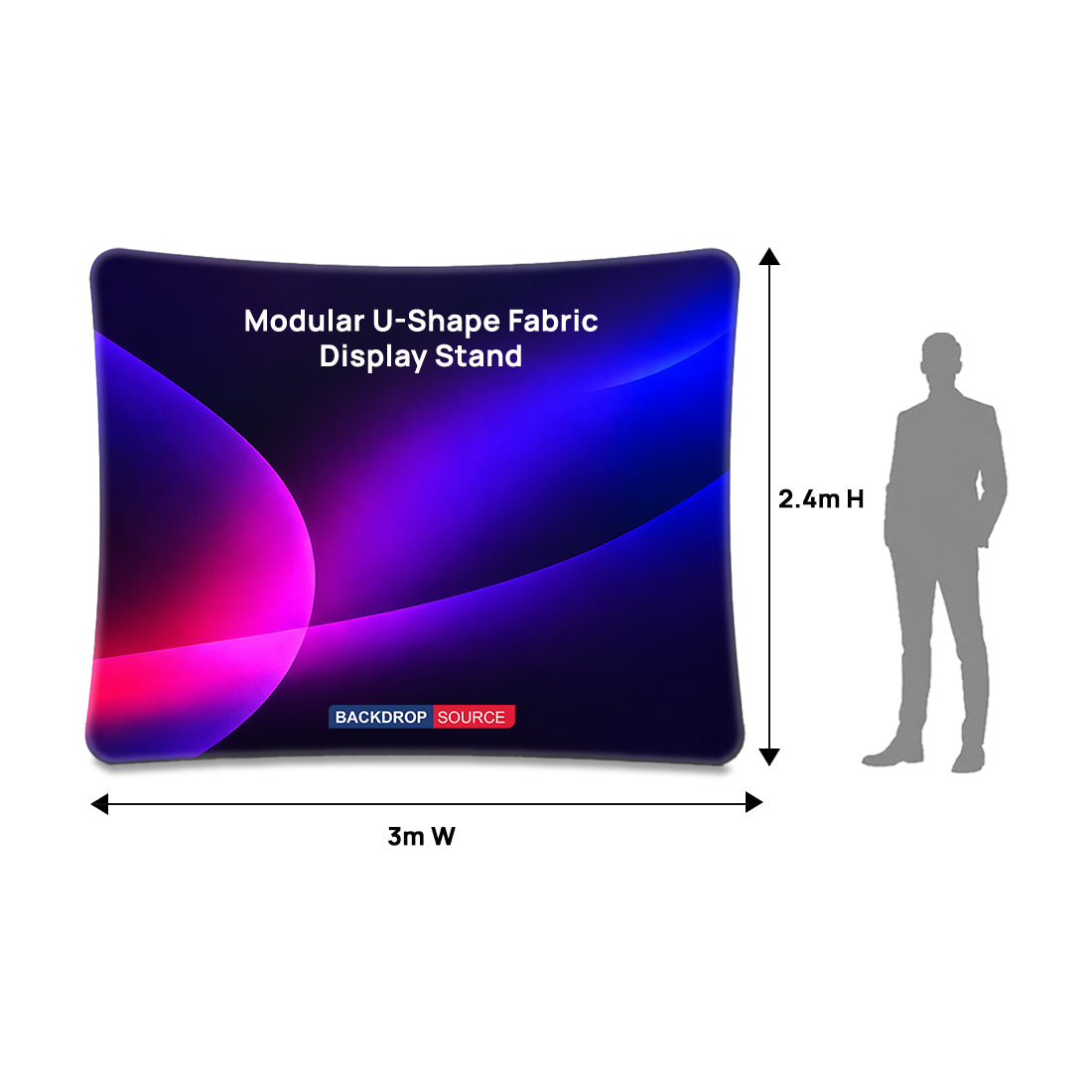 Modular U-Shape Fabric Display Stand – Tension Media Wall