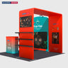 3x3m Booth Kit with Sloped & Square Arches, TV Mount & Counter
