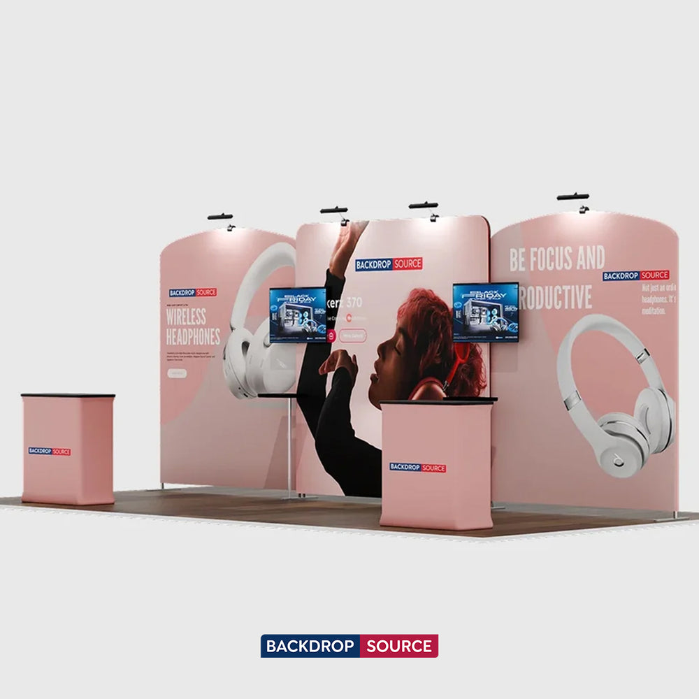6x3m Booth Kit with Straight Centre Wall & Curved Side Walls