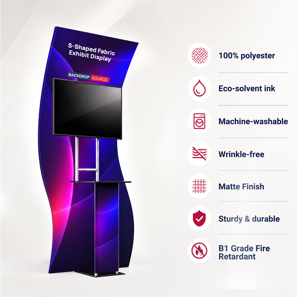 Portable S-Shaped Fabric Exhibit Display