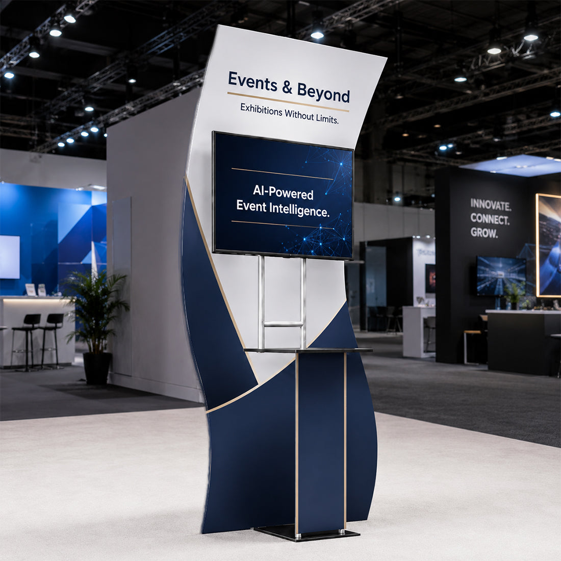 Portable S-Shaped Fabric Exhibit Display