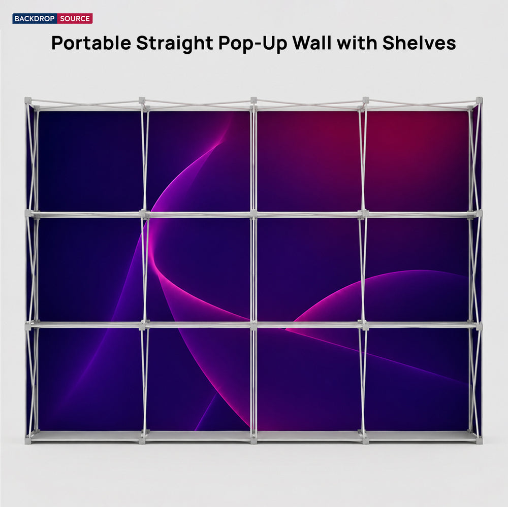 Portable Straight Pop-Up Wall with Shelves