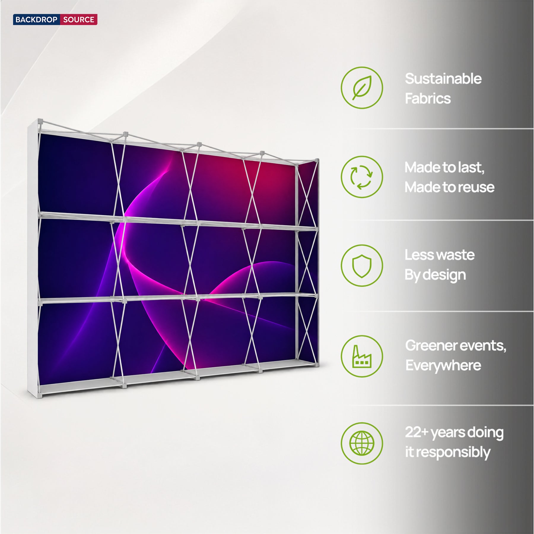 Portable Straight Pop-Up Wall with Shelves