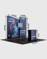 3x3m Booth Kit with Straight & Inclined Walls, Counter & TV Mount