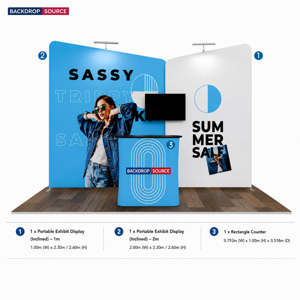3x3m Twin Inclined Wall Booth Kit