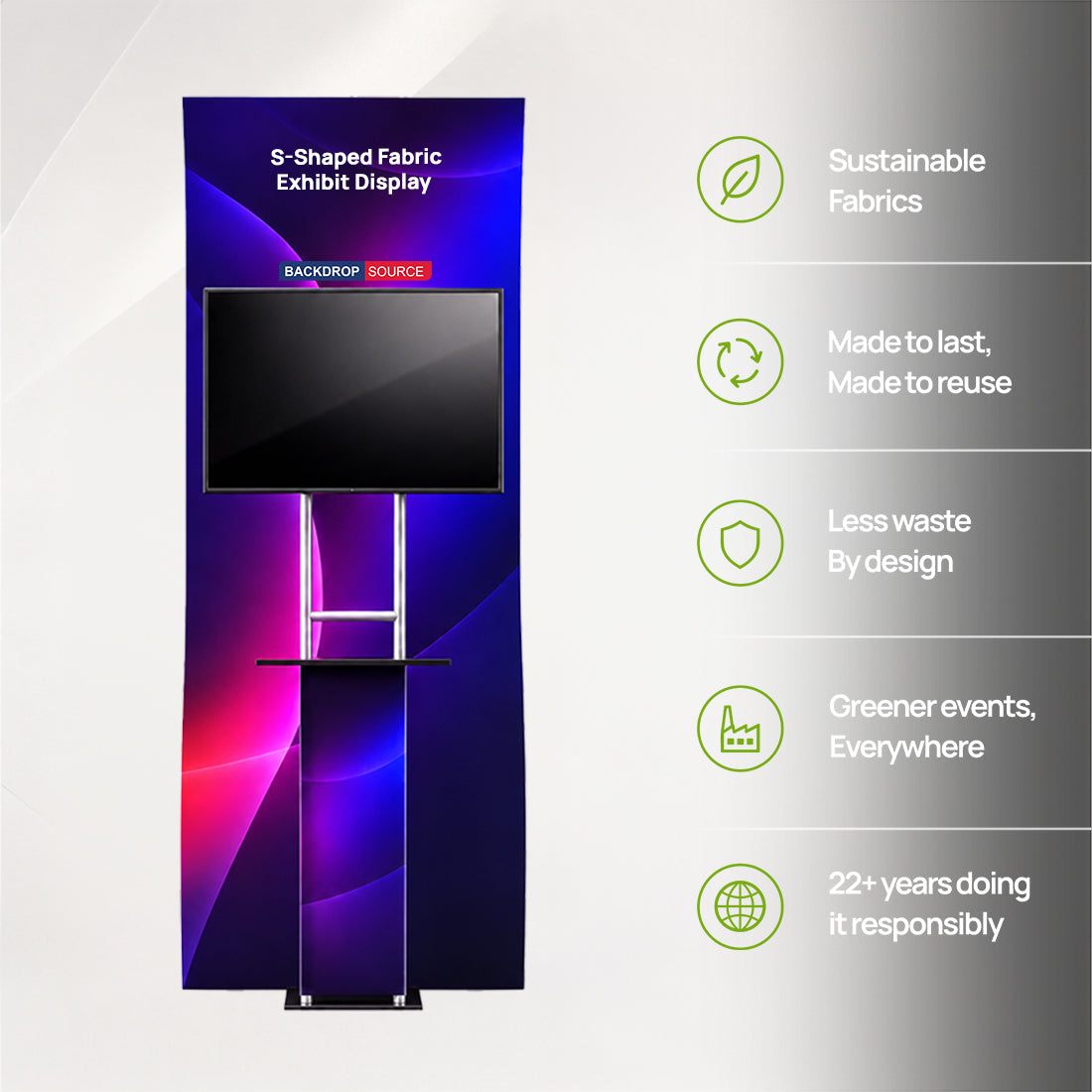 Portable S-Shaped Fabric Exhibit Display