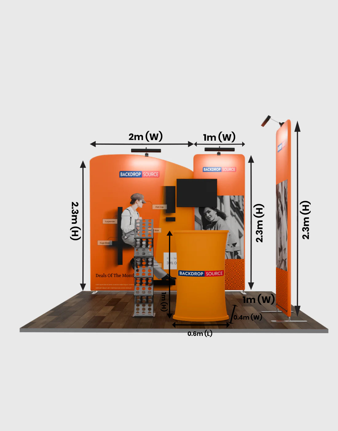 3m Wide Premium Modular Exhibition Booth Kit with TV Display